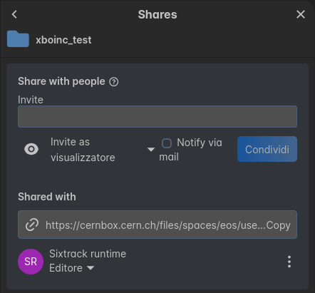 Share folder with Xboinc service account